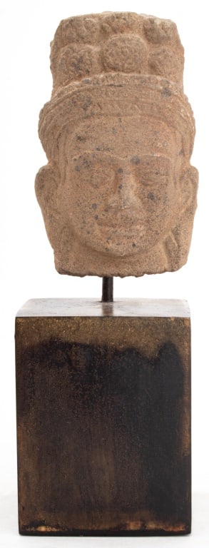 Southeast Asian Sandstone Crowned Buddha Head (1 of 9)