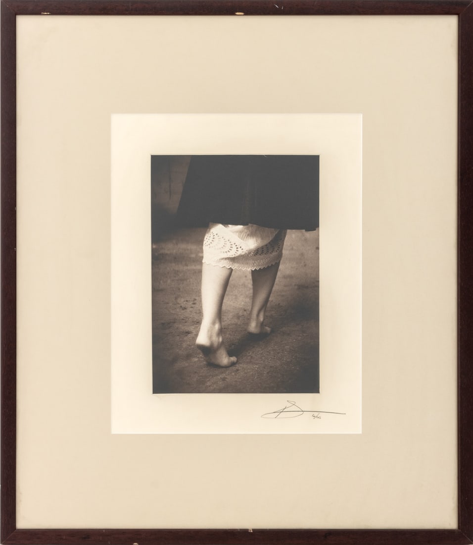 Running Barefoot Sepia Toned Gelatin Silver Print: 20th Century School, Running Barefoot, Sepia Toned Gelatin Silver Print, illegibly signed in pencil and numbered edition "6/06" lower right, wood frame. Image: 8.5" H x 12" W; frame: 27.25" H x 23.75"