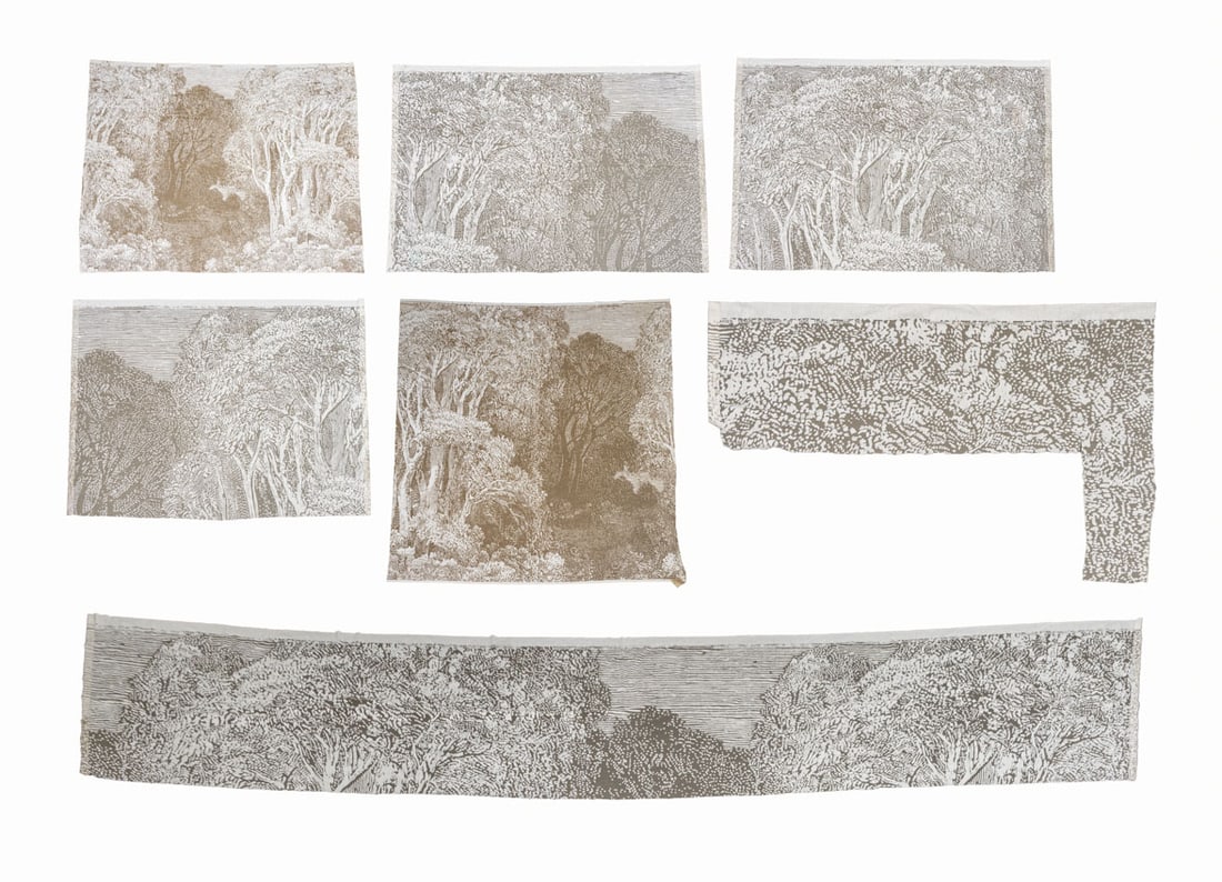 Jack Lenor Larsen "Pastorale Sheer" Textiles, 7: Jack Lenor Larsen (American, 1927-2020) "Pastorale Sheer" Seven Textile Panels, 1976, white dyed nylon and cotton mesh, marked "Pastorale A Larsen Design Copyright by Jack Lenor Larsen" below. Largest