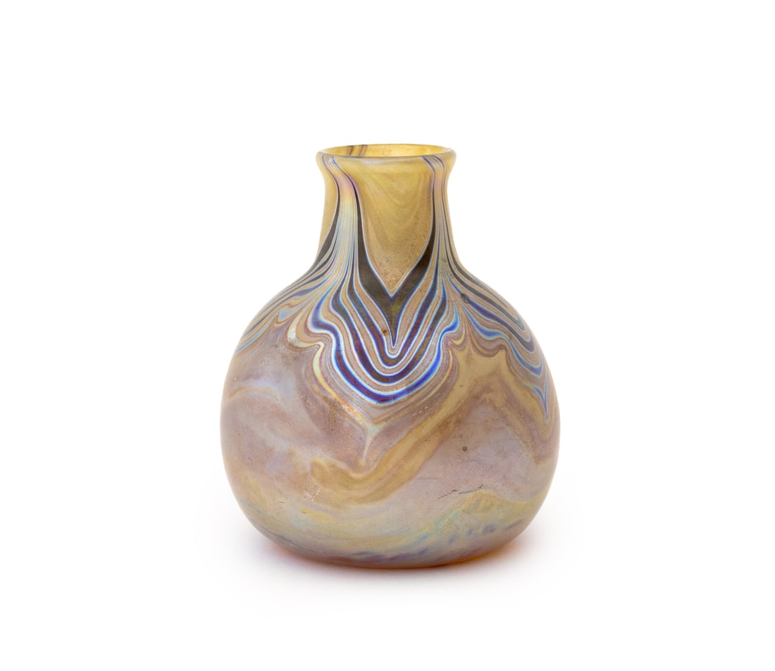 Illegibly Signed Iridescent Glass Vase, 1979 (1 of 8)