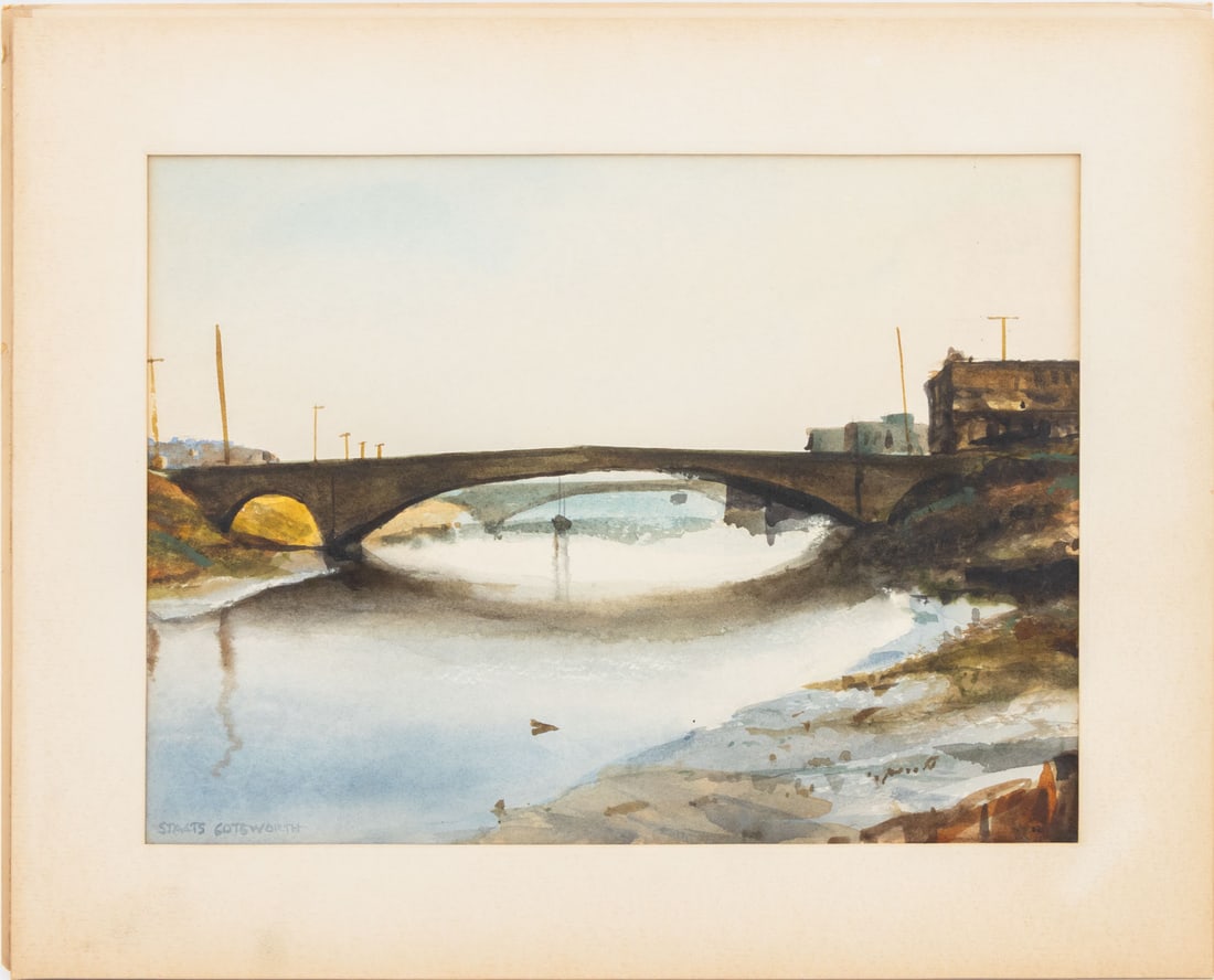 Staats Cotsworth River Scene Watercolor on Paper: Staats Cotsworth (American, 1908-1979), River Landscape Scene, Watercolor on Paper, signed lower left, unframed. Image: 11.25" H x 15.25" W; mat: 16" H x 20" W. Provenance: From a New York City Collec