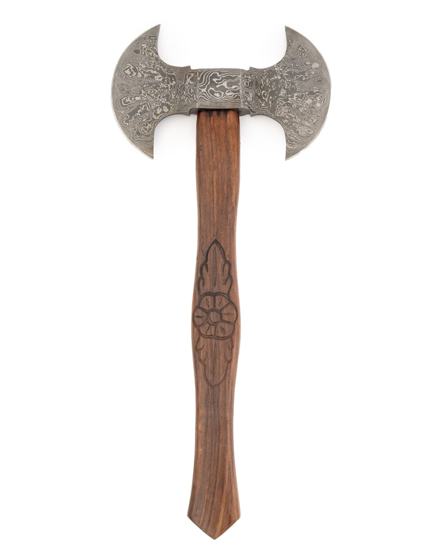 Viking Style Double-Headed Damascus Steel Axe (1 of 9)