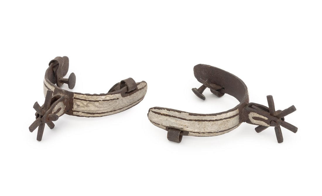 Mexican Silver Inlaid Charro Spurs, Pair (1 of 8)