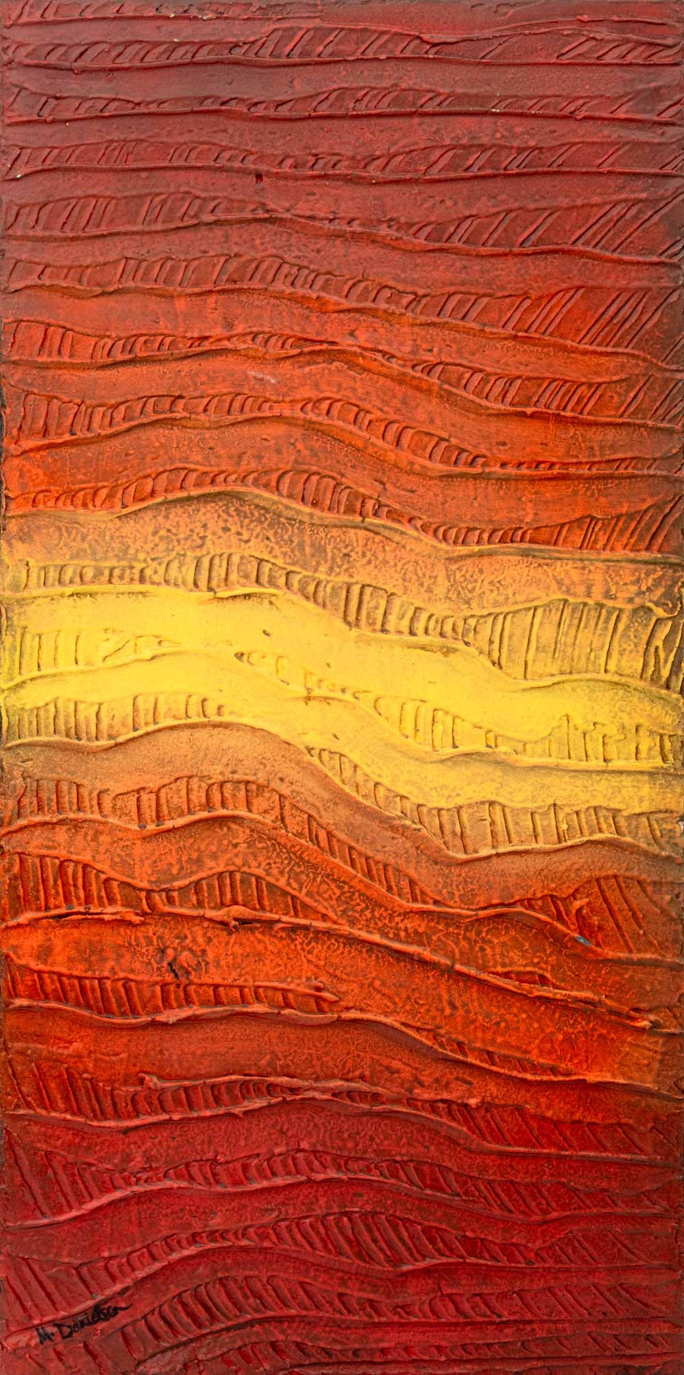 Illegibly Signed Abstraction in Red Mixed Media (1 of 7)