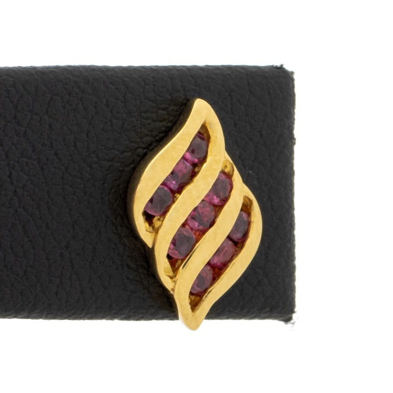 14K Yellow Gold Ruby Earrings - 2