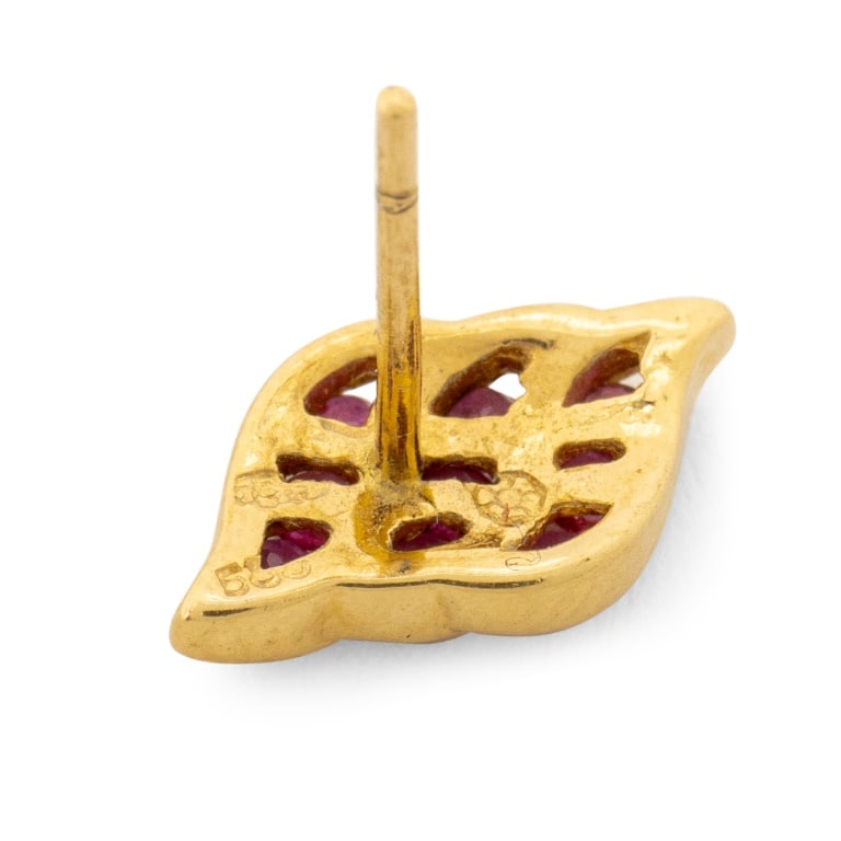 14K Yellow Gold Ruby Earrings - 5