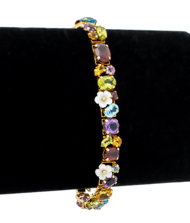 14K Yellow Gold Multi-Colored Gemstone Bracelet (1 of 6)