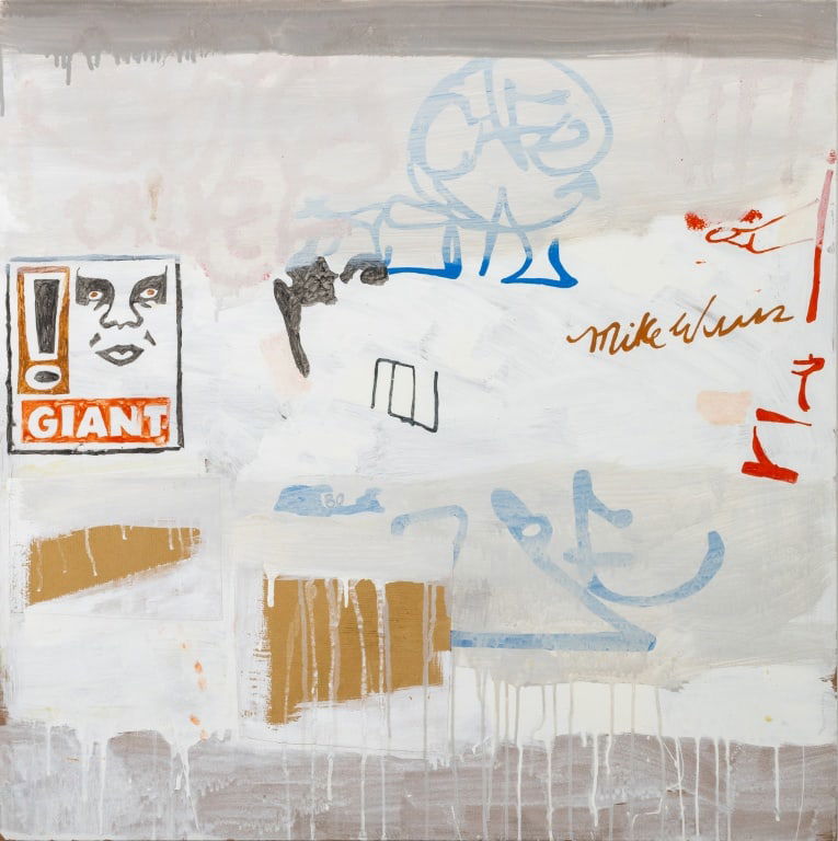 Paolo Barrile "Giant" Mixed Media on Panel, 2000: Paolo Barrile (Italian, b. 1925), "Giant", Mixed Media on Panel, 2000, signed, titled, and dated verso, unframed. 31.5" H x 31.5" W. Provenance: From a Brooklyn Collection. Keywords: Painting, Acrylic