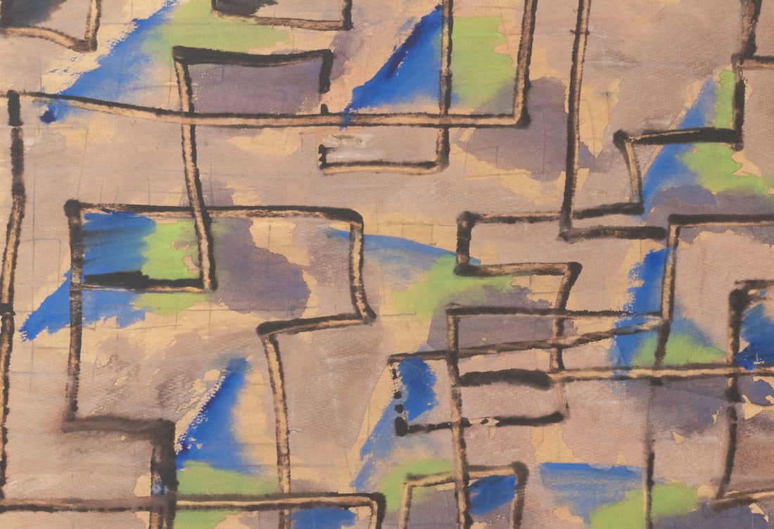 Polychrome Geometric Composition Watercolor - 2