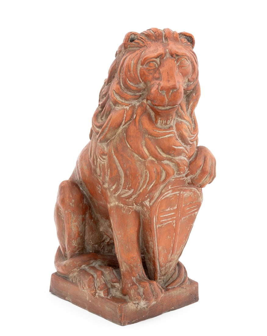 Italian Seated Lion Terracotta Sculpture (1 of 8)