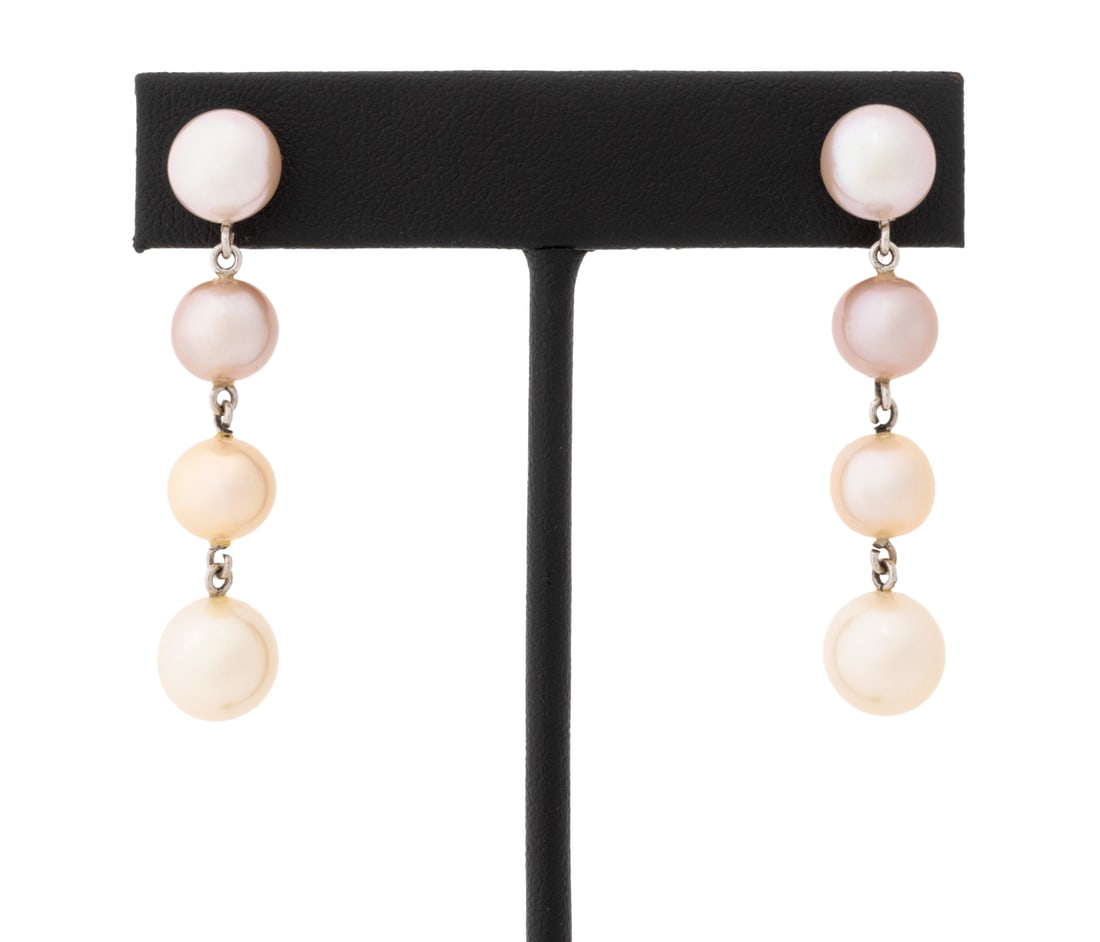 18K White Gold Pearl Drop Earrings (1 of 4)