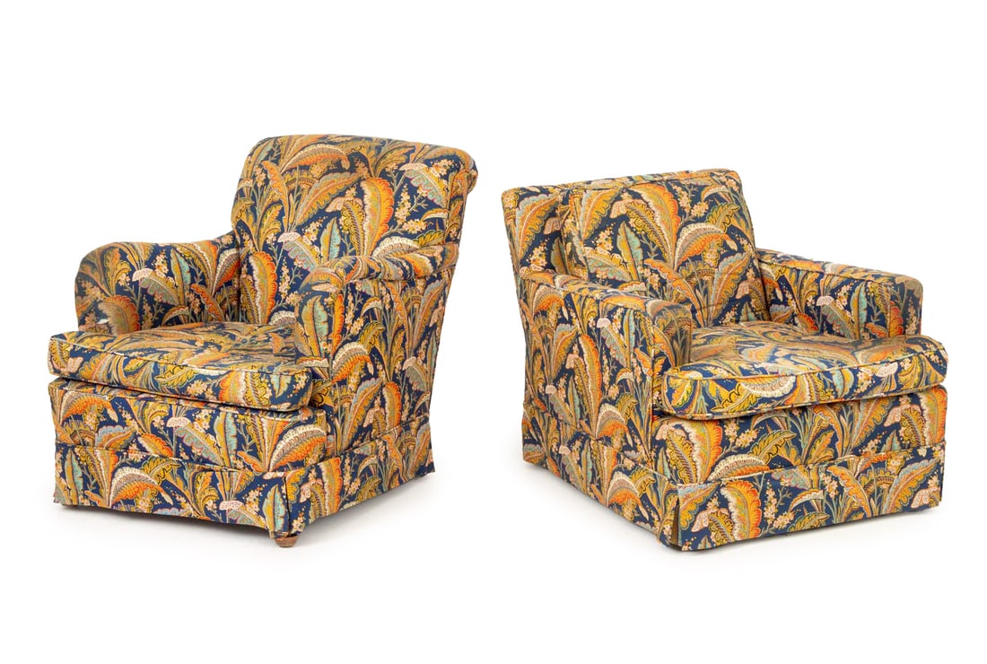 Paisley Upholstered Armchairs, Pair (1 of 7)