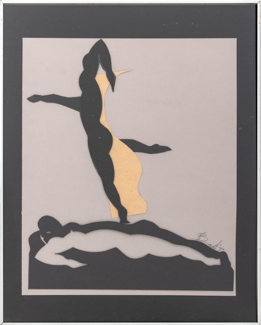 Herb Glenn Bennett "Rising Spirit", 1994: Herb Glenn Bennett (American, XX-XXI), "Rising Spirit", Collage on Paper, 1994, signed in pencil and dated lower right, labels verso, silver-tone metal frame. Image: 24" H x 20" W; frame: 30.25" H x 2