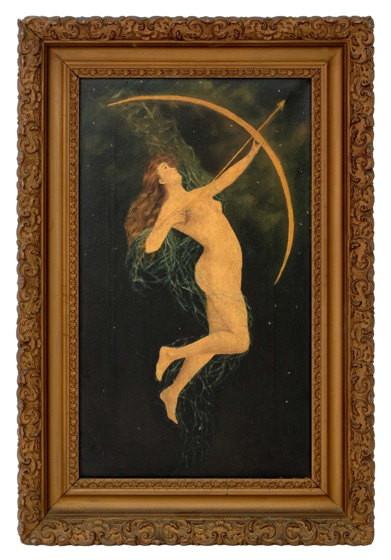 After Louis Perrey Goddess Diana Oil, ca. 1900 (1 of 6)