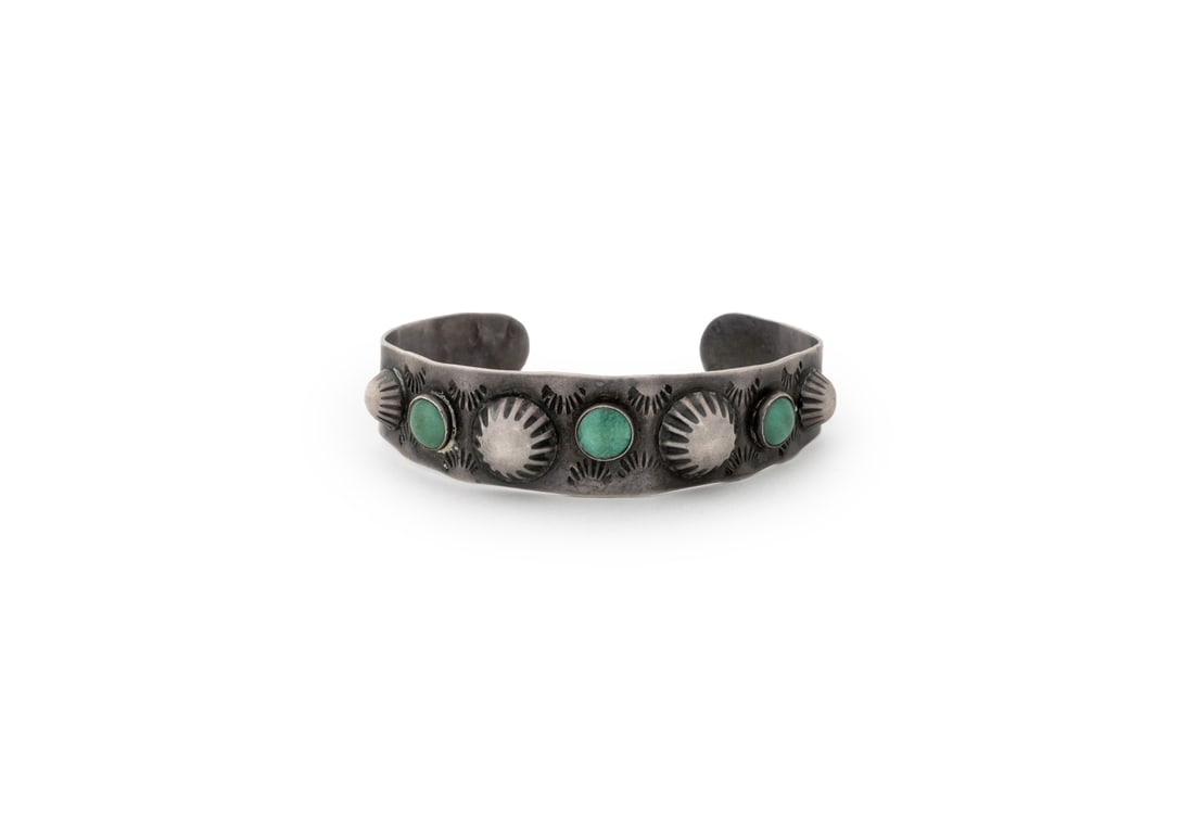 Navajo Dine Sterling Silver Turquoise Cuff Bangle (1 of 9)