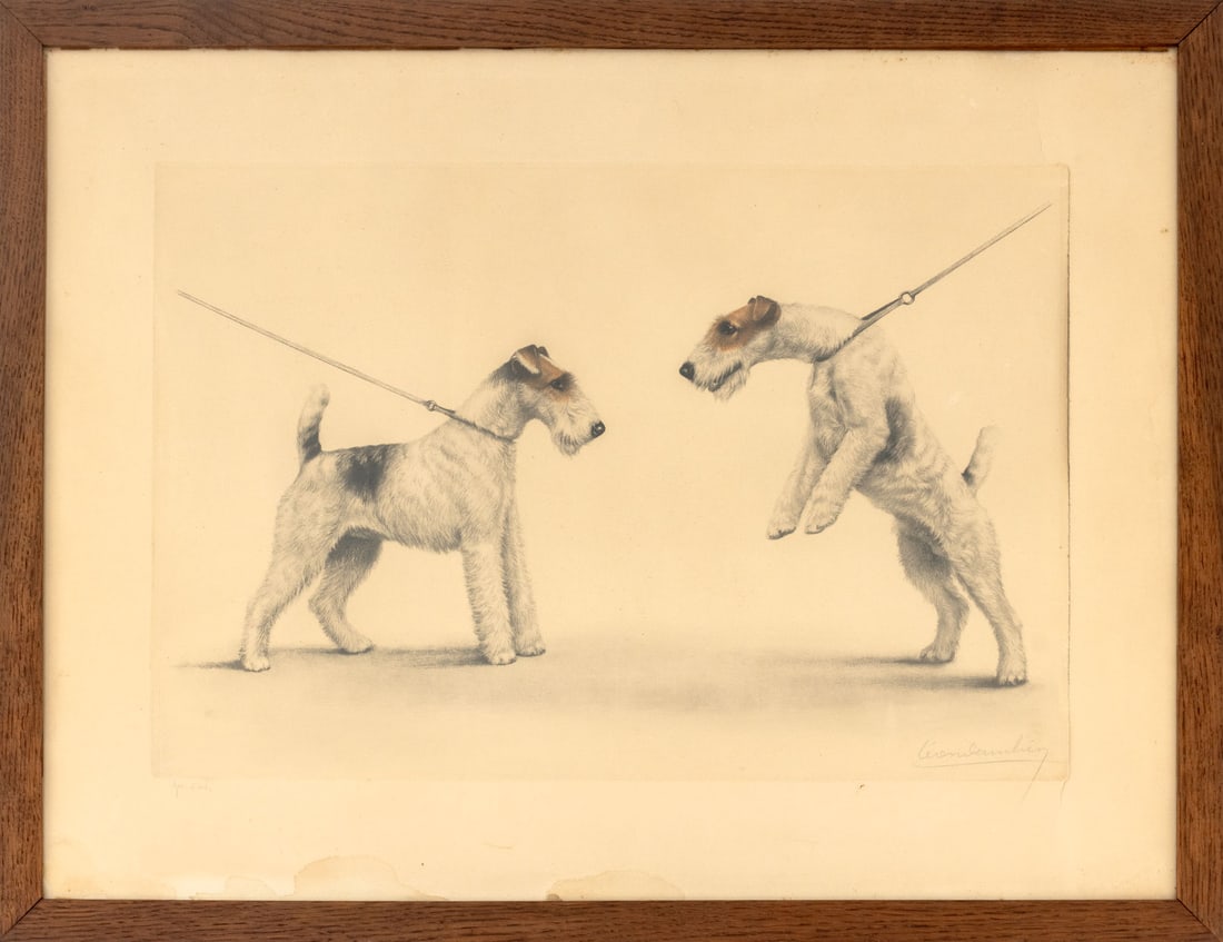 Leon Danchin "Les Deux Fox" Aquatint in Colors (1 of 5)