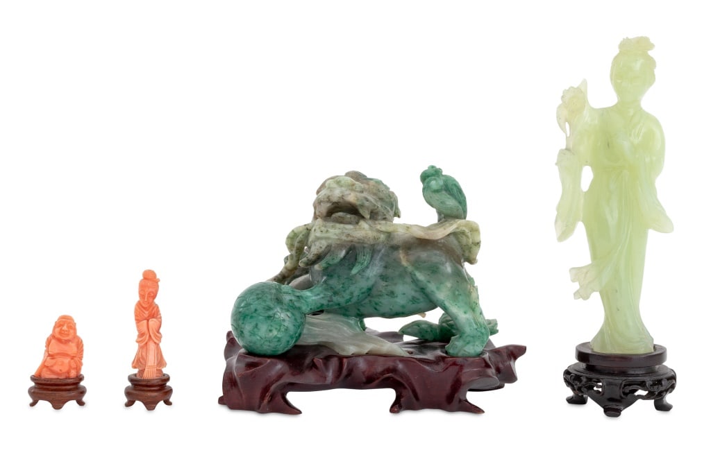 Chinese Carved Jade and Coral Sculptures, 4 (1 of 7)