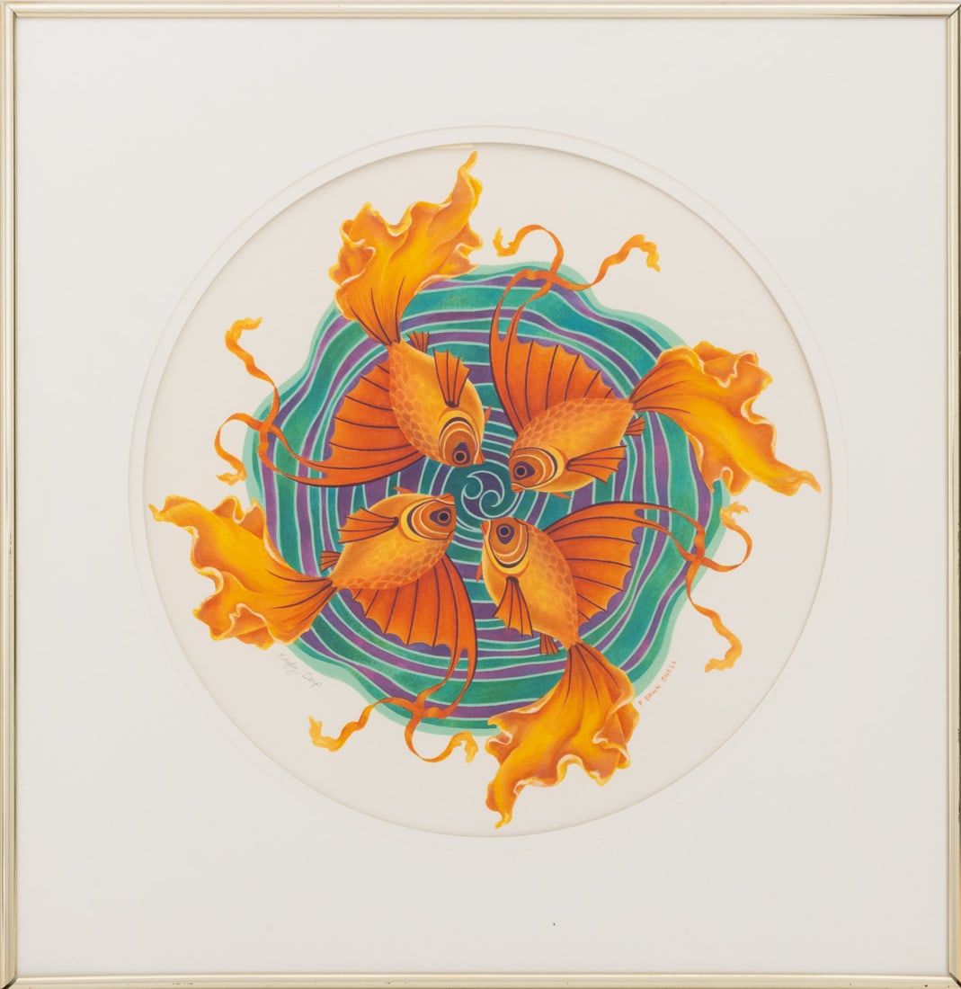 F. Dawn Snell "Kingly Carp" Gouache on Paper (1 of 6)