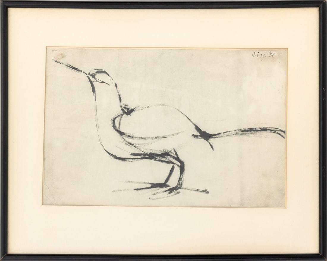 Illegibly Signed Study of a Bird Ink, 1950 (1 of 7)
