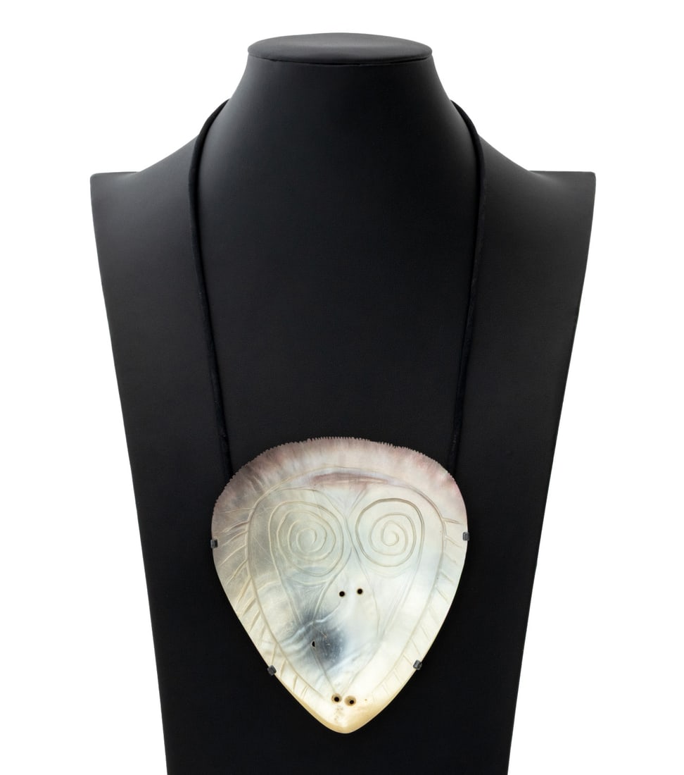 Mother-of-Pearl and Silver Monkey Pendant Necklace (1 of 5)