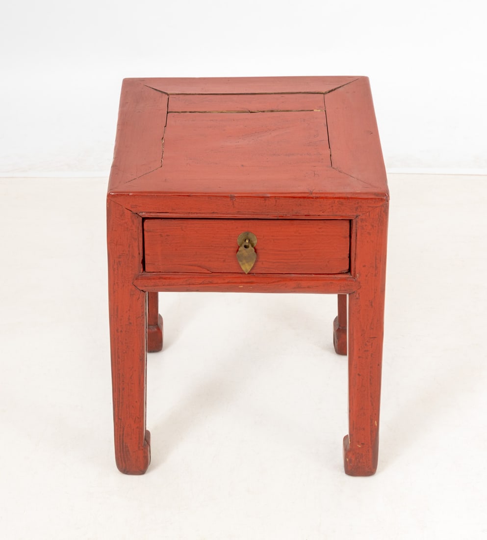 Chinese Red Lacquer Side Table - 3