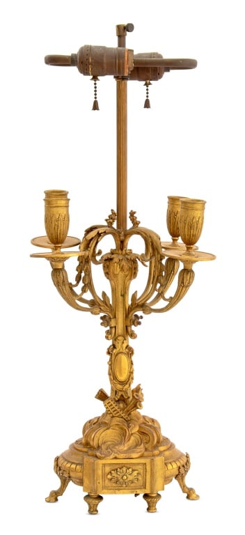 Louis XVI Style Bronze Candelabra Mounted as Lamp (1 of 6)