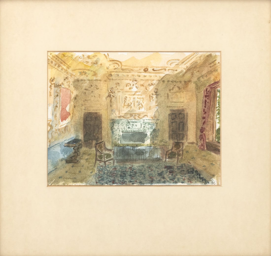 Signed Classical Interior Scenes Watercolors, 2 - 3