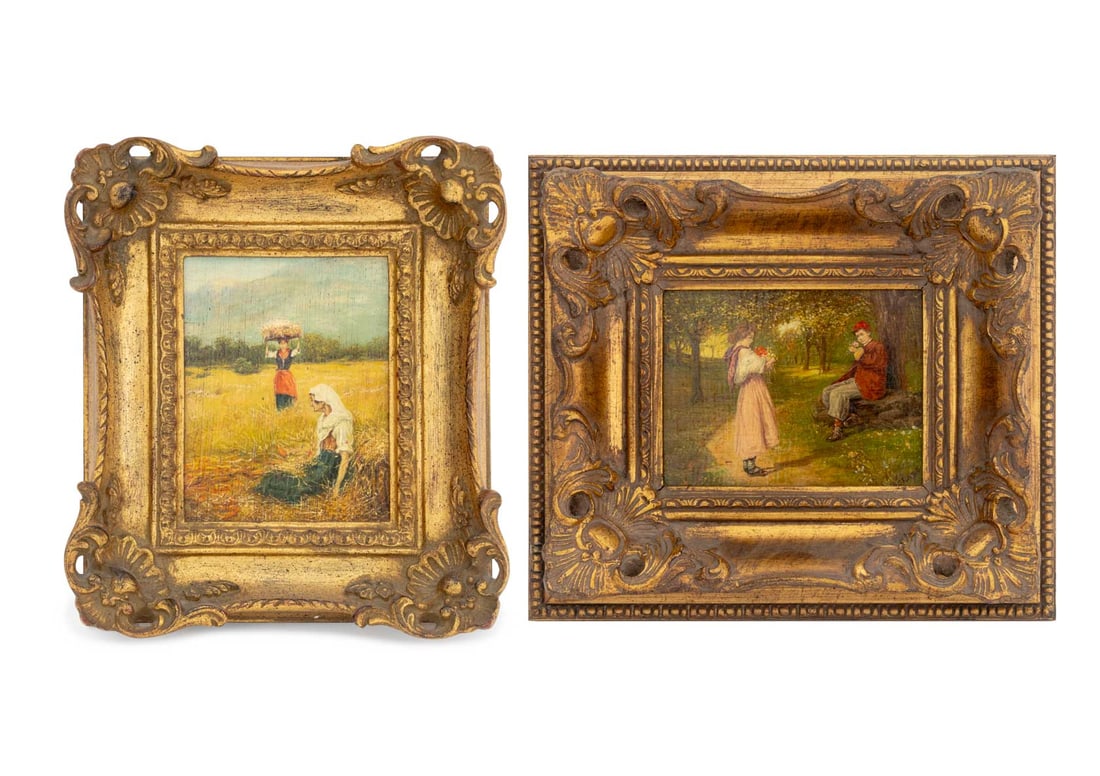 Boras Figural Genre Scenes Oil on Panel, 2 (1 of 13)