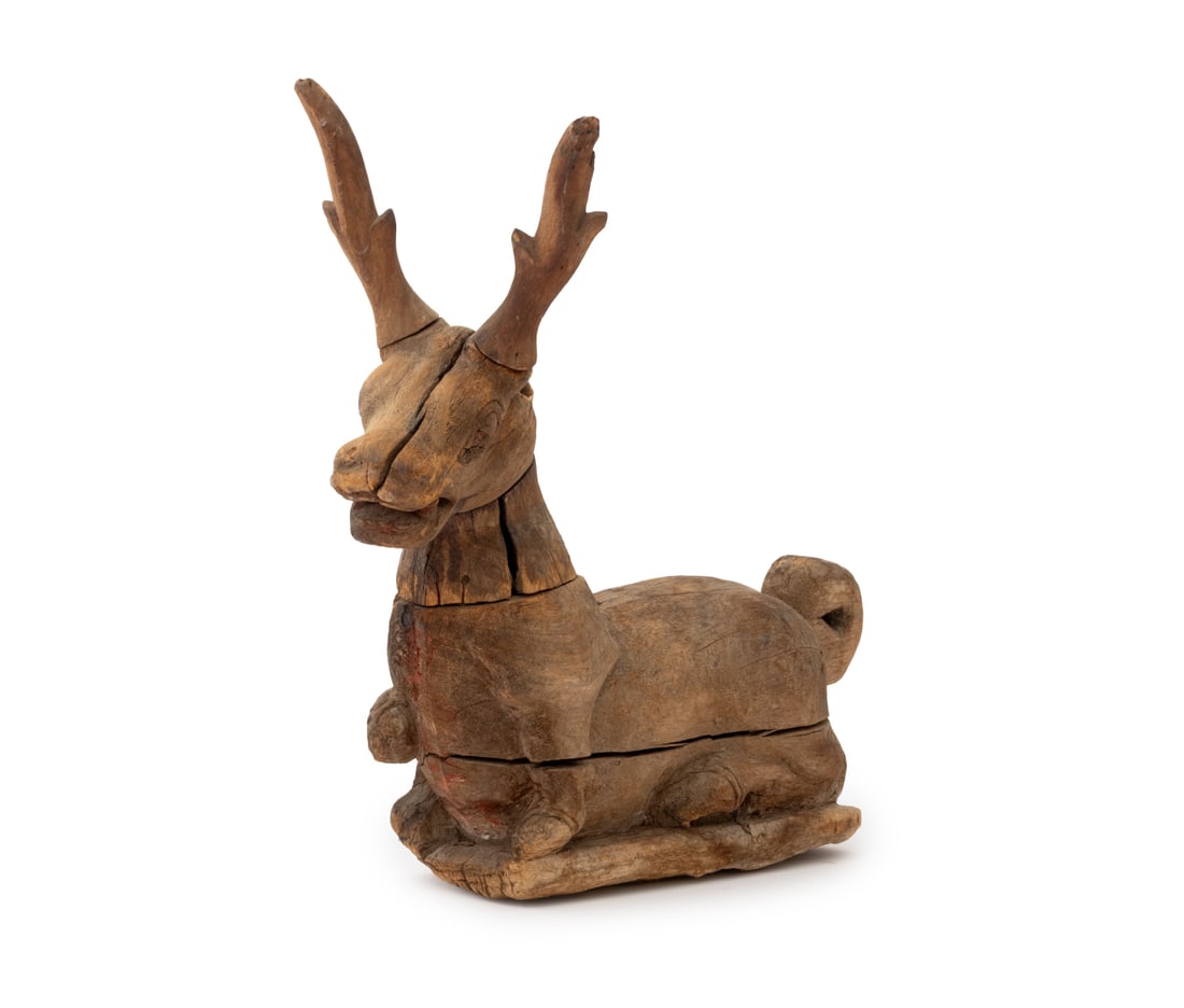 Southeast Asian Carved Wood Temple Deer Sculpture (1 of 8)