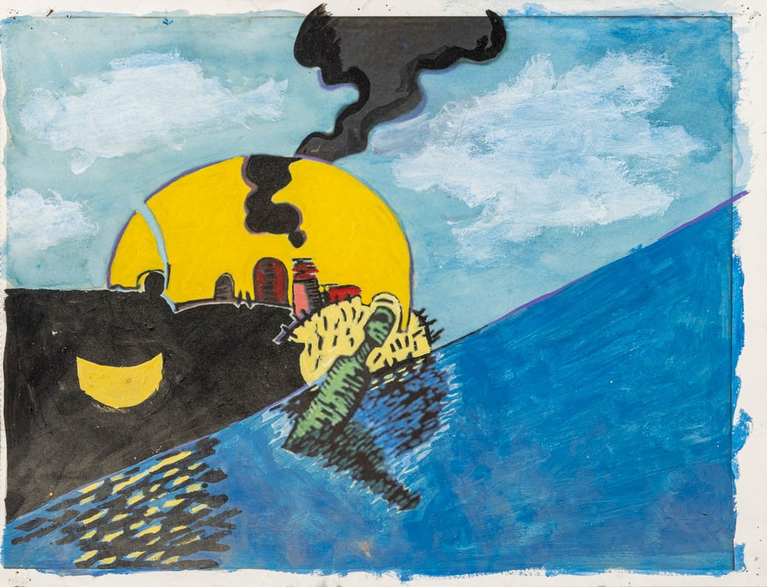 Domenick Capobianco Head of Orpheus Acrylic: Domenick Capobianco (American, b. 1928), Study for Head of Orpheus, Acrylic on Paper, unsigned, artist studio stamp verso, unframed. Overall: 13" H x 17" W. Provenance: From the collection of the arti