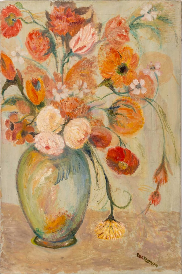 Signed Floral Still Life Scene Oil on Canvas (1 of 7)