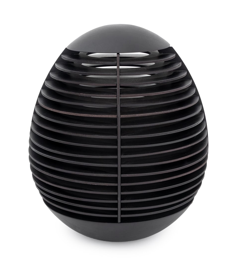 Penta "Tocco" Wood Table Lamp: Penta "Tocco" Wood Table Lamp, egg shaped in oak wood with wenge finish. 14" H x 12" Diameter. Provenance: From a New York City Collection. Keywords: Postmodern Design, Minimalist Modern, Decorative A