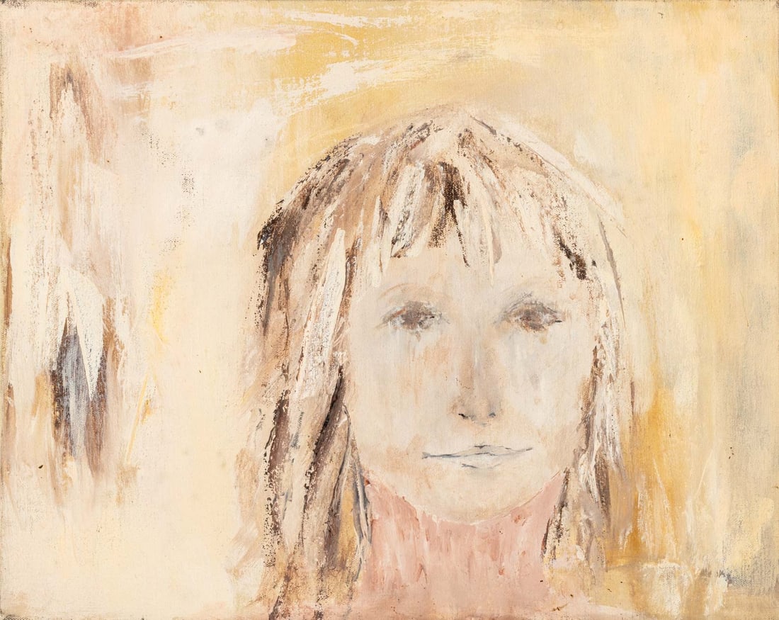 Portrait of a Girl Oil on Canvas, 20th C.: 20th Century School, Portrait of a Girl, Oil on Canvas, unsigned, unframed. 16" H x 20" W x 0.75" D. Provenance: From a New York City Collection. Keywords: Paintings, Oil painting, Works on Canvas, Fi