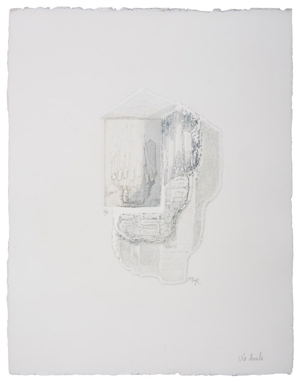 Mare-Therese Fayet "La Houle" Embossed Aquatint: Marie-Therese Fayet (French, b. 1934), "La Houle" [The Swell], Embossed Aquatint on Paper, signed in pencil and titled lower right, numbered edition "4/80" lower left, unframed. Sheet: 23" H x 18" W.