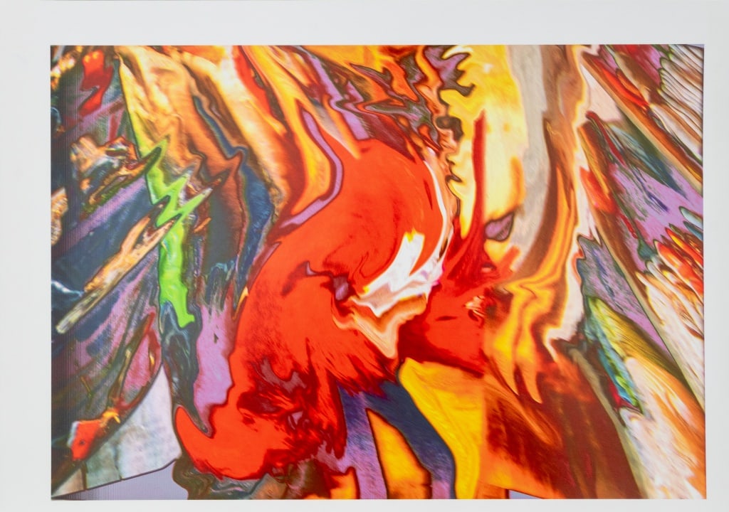 Anne Sager Abstract Paint Pour Composition C-Print: Anne Sager (American, 1930-2024), Abstract Paint Pour Composition, Chromogenic Print in Colors, apparently unsigned, with artist's estate stamp to verso, unframed. Image: 10.5" H x 14.75" W; sheet: 11