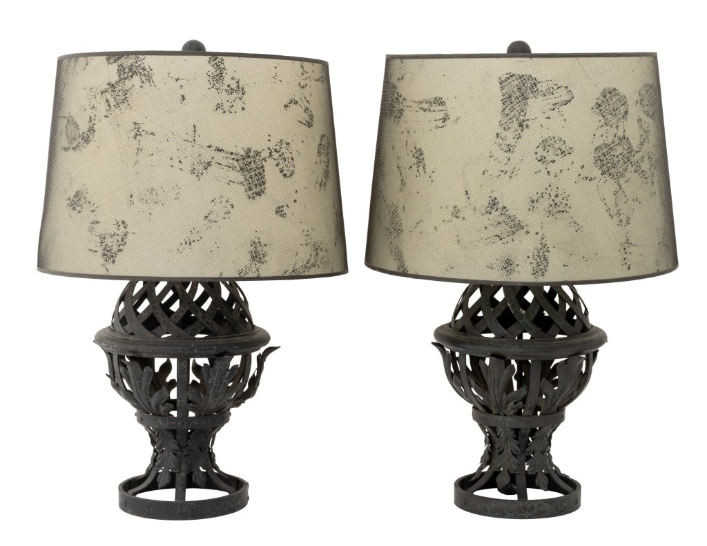 Modern Painted Metal Table Lamps, Pair (1 of 7)