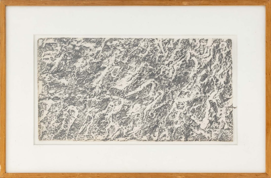 Dove Bradshaw Abstract Composition Graphite, 1990: Dove Bradshaw (American, b. 1949), Untitled (Abstract Composition), Graphite on Paper, 1990, signed and dated verso, signed, inscribed, and with Christie's label to reverse, wood frame. Image: 10.25"