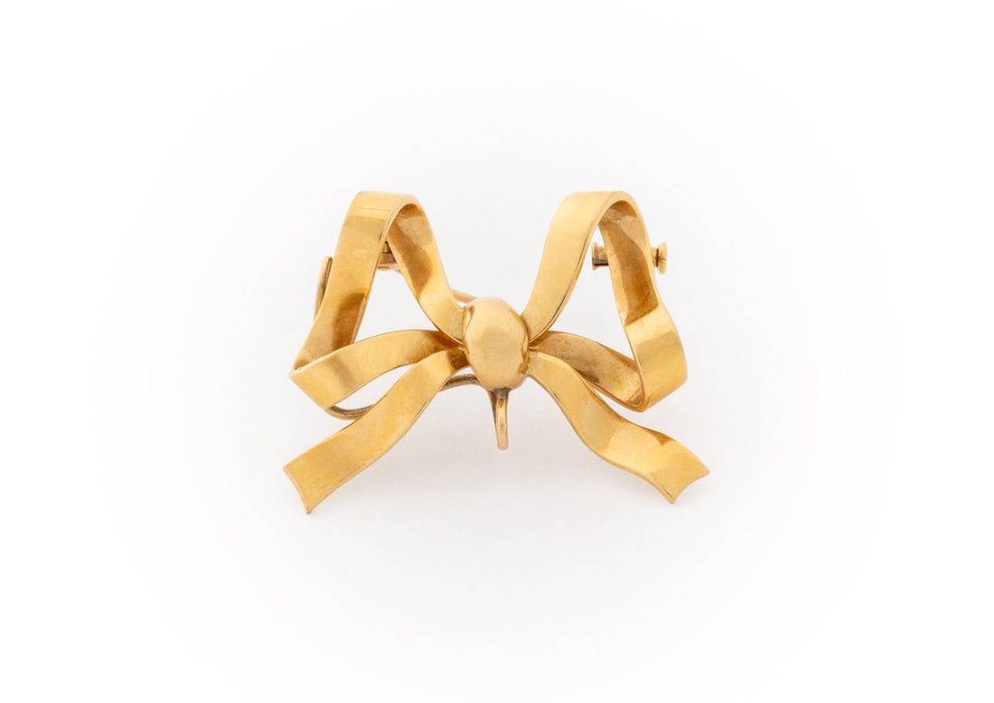 Bulgari 18K Yellow Gold Ribbon Bow Form Brooch (1 of 7)