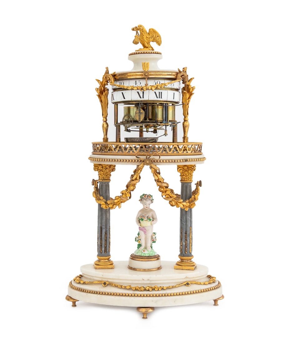 Louis XVI Bronze Marble & Porcelain Rotary Clock (1 of 10)