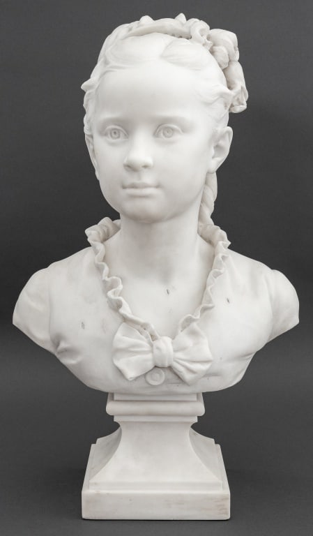 Eugene Delaplanche Young Girl Marble Bust, 1878 (1 of 9)