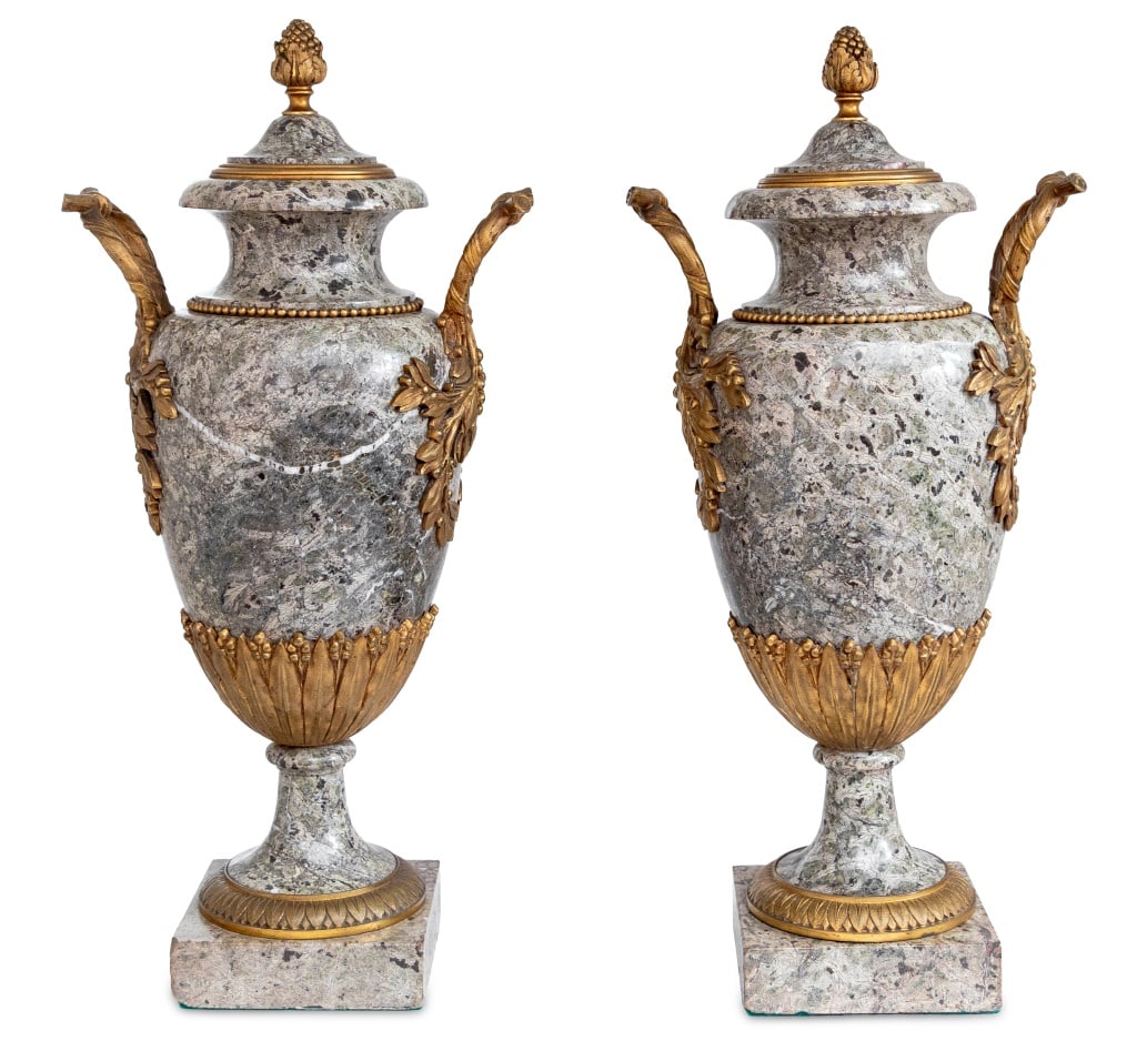Louis XVI Style Gilt Bronze and Granite Urns, Pair (1 of 4)
