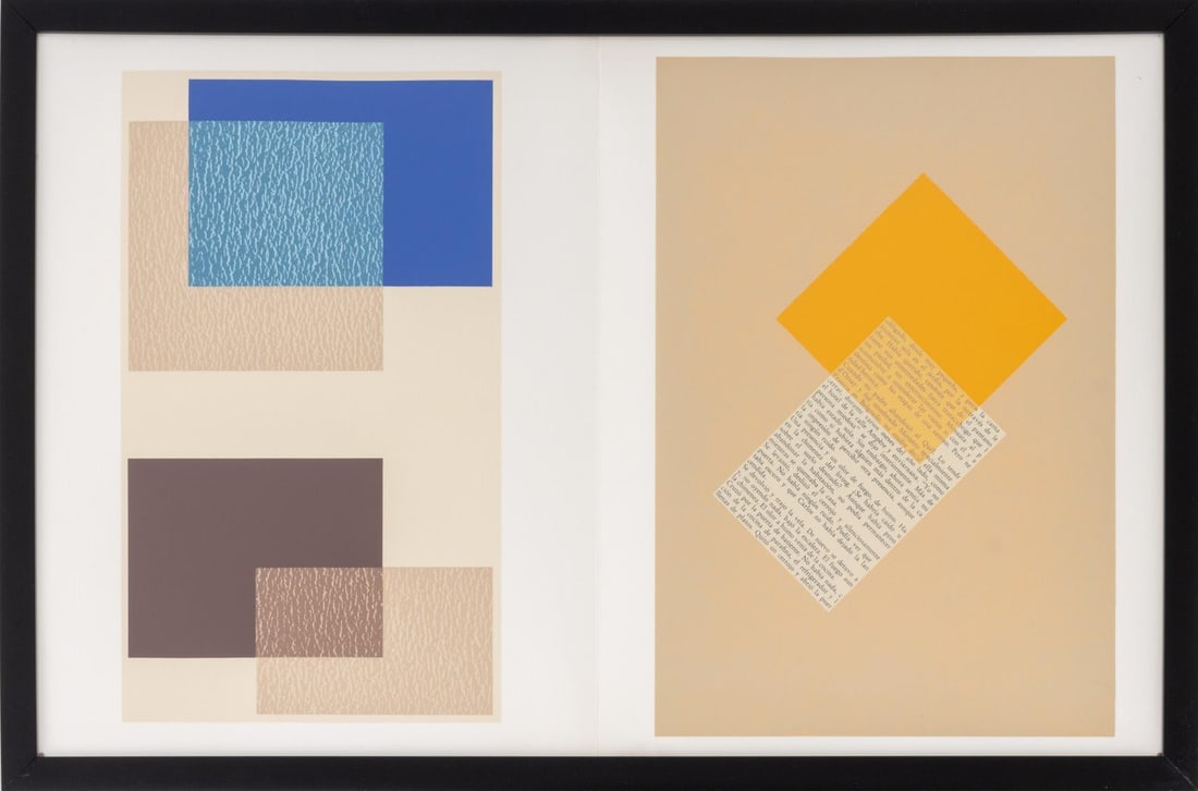 Josef Albers The Interaction of Color Plate IX-3: Josef Albers (German/American, 1888-1976), "The Interaction of Color Plate IX-3", Screenprint in Colors on Paper, 1973, published Josef Keller Verlag Starnberg, black frame. Image: 12.5" H x 19.5" W;