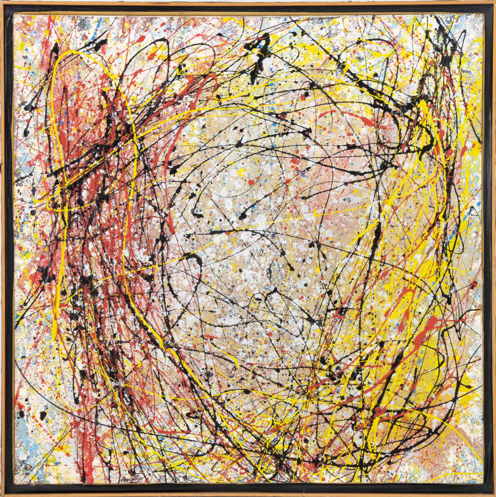 Signed Pollock Manner Abstraction Oil on Canvas (1 of 10)