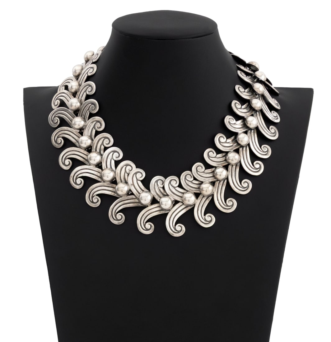 Margot de Taxco 925 Silver Scroll Link Necklace (1 of 7)