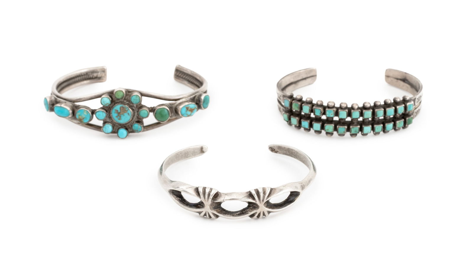 Native American Silver Turquoise Cuff Bangles, 3 (1 of 14)