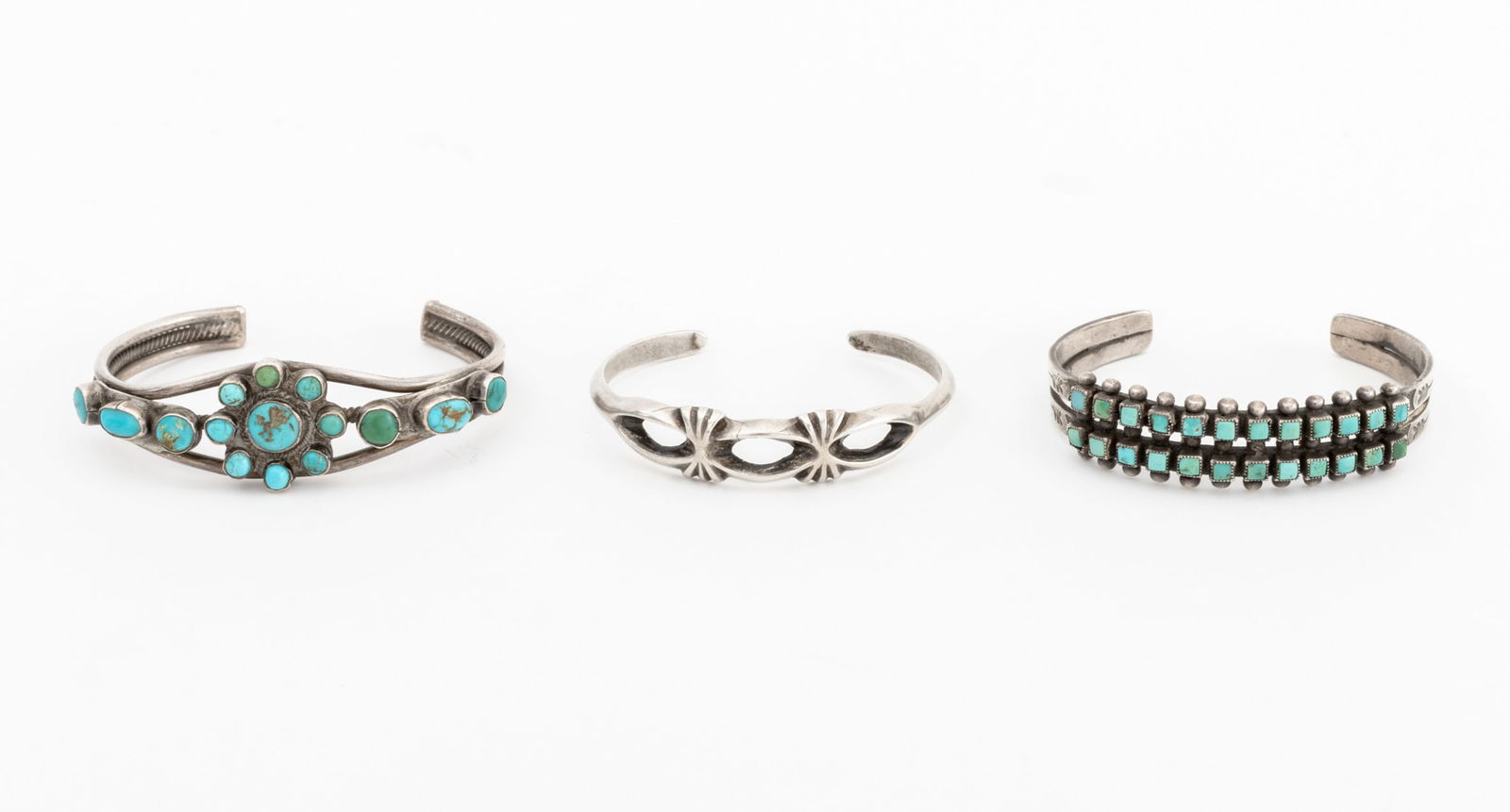 Native American Silver Turquoise Cuff Bangles, 3 - 2
