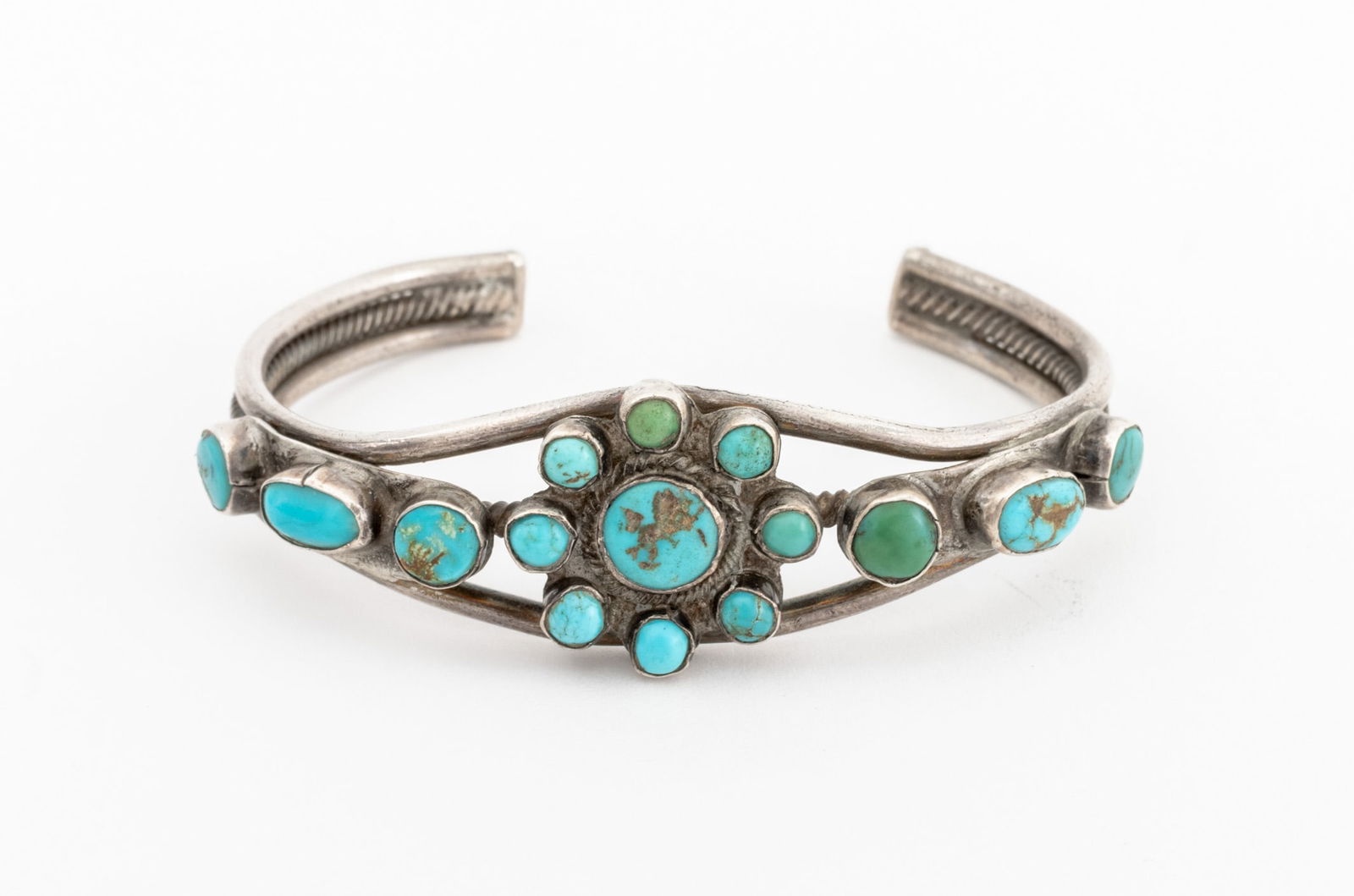 Native American Silver Turquoise Cuff Bangles, 3 - 3