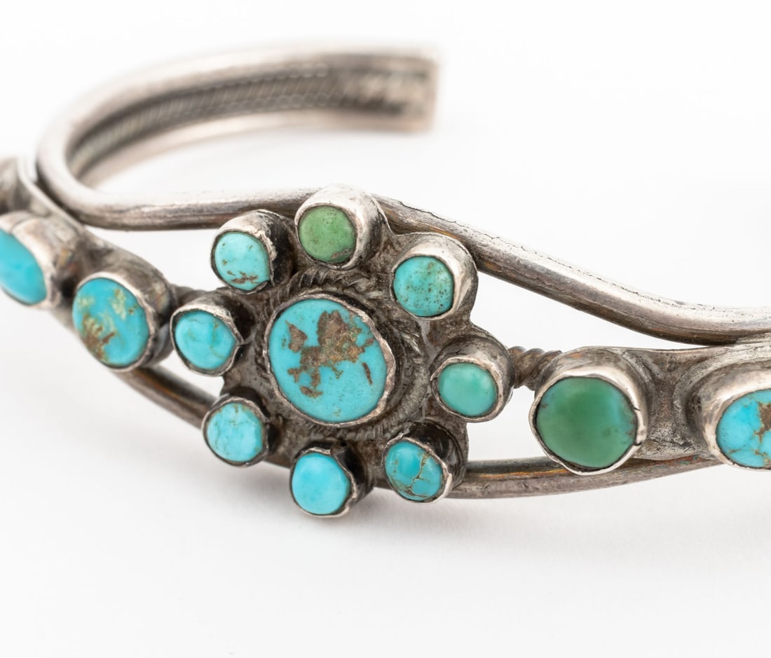 Native American Silver Turquoise Cuff Bangles, 3 - 6