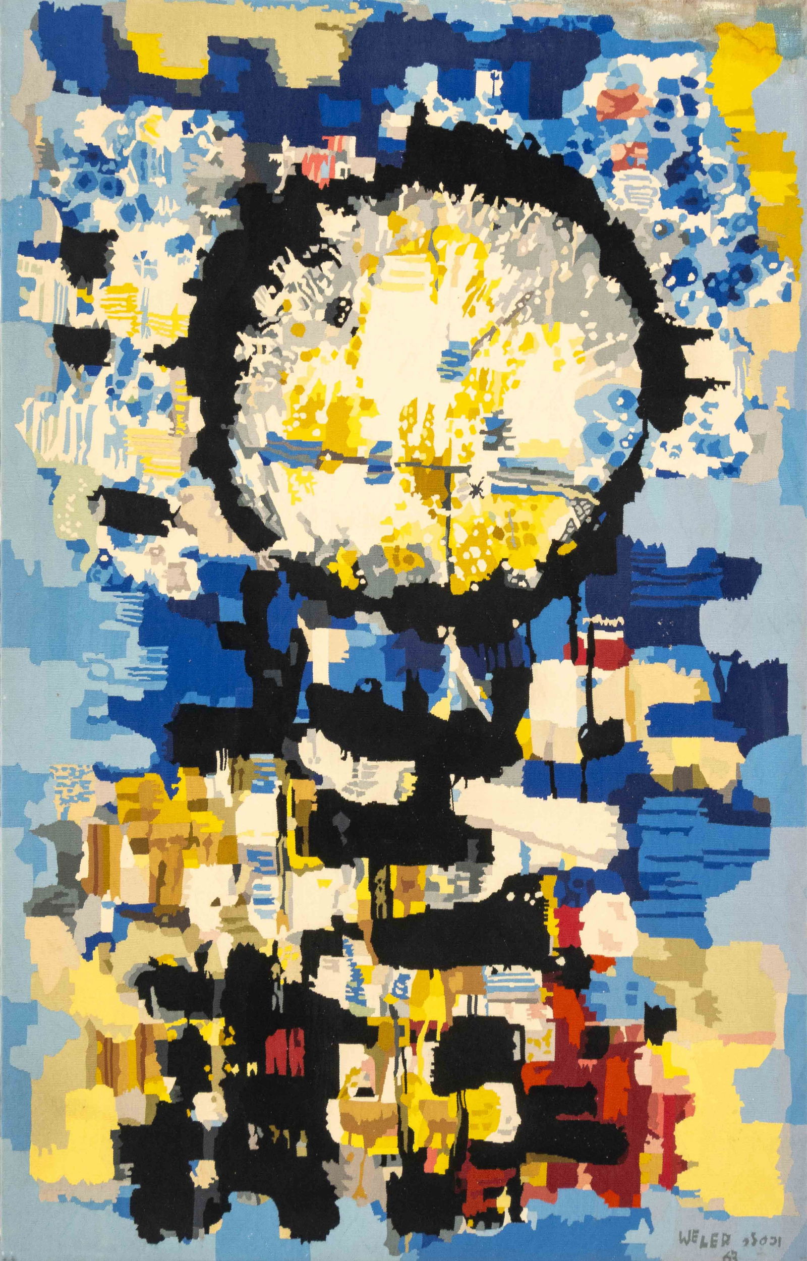 Signed Abstraction Wool Tapestry, 1963 (1 of 12)