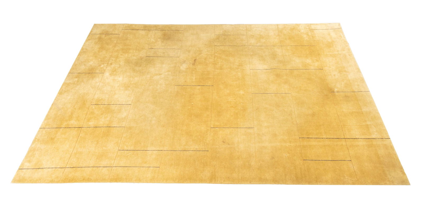 Modern Geometric Beige Carpet, 12' 7" x 9' 7": Modern Geometric Beige Wool Carpet. 12' 7" L x 9' 7" W. Provenance: From a 157 West 57th Street Collection. Keywords: Rugs, Area rug, Floor covering, Textile, Modernist, Interior design, Decorative Ar